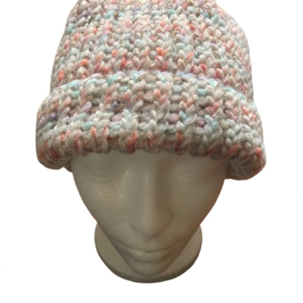 Handmade loom knitted multicolor adult beanie winter fashion